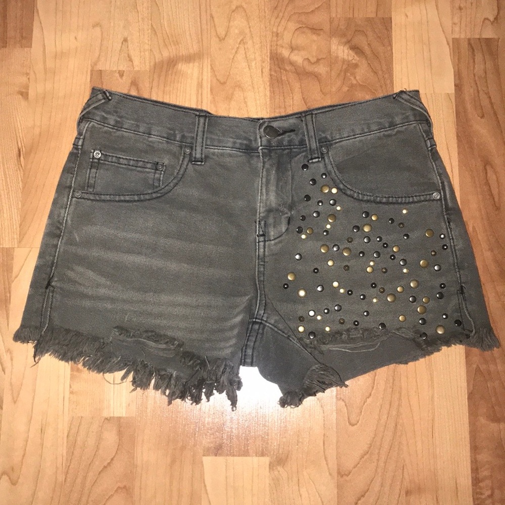Free People Studded Jean Shorts - Picture 2 of 12